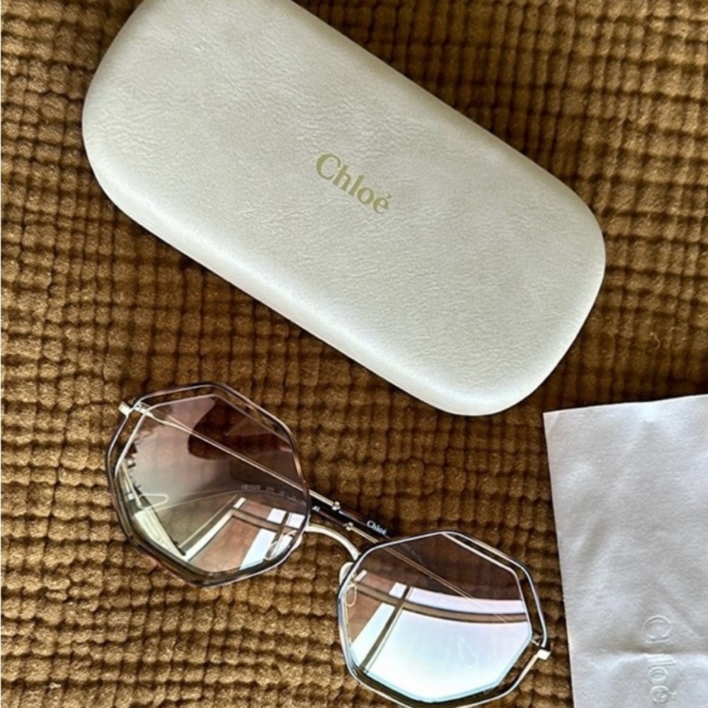 Chloé sunglasse octogonal poppy sunnies octogonal oversize metal miroir Frame - Picture 3 of 7